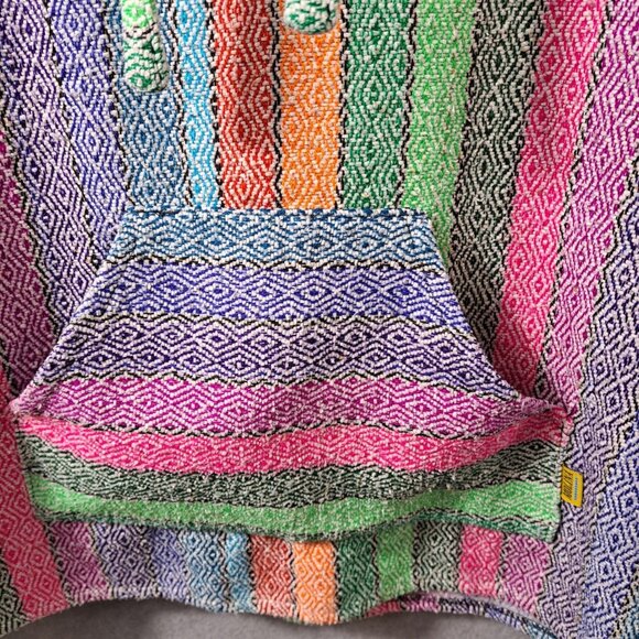 Molina Hoodie Mens M 38/40 Pullover Mexi Baja Beach Blanket Striped Multi Unisex - Picture 10 of 16